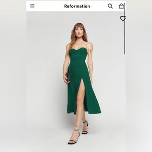 Reformation Juliette Dress in Emerald